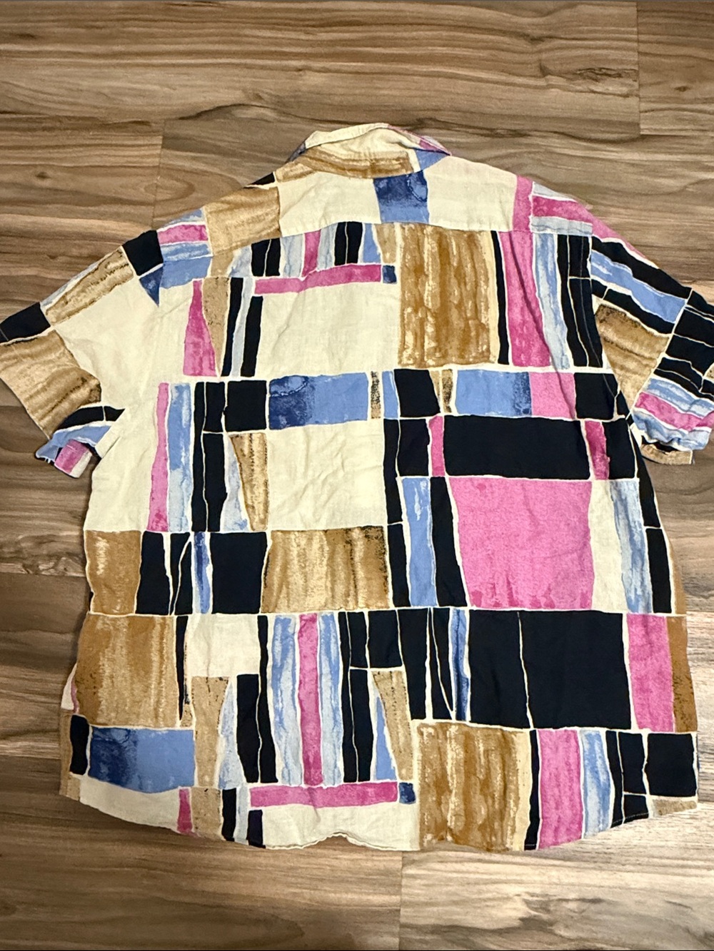 Banana Republic Men XXL Linen Blend Slim Fit Multicolor Abstract Button Shirt - Picture 6 of 7